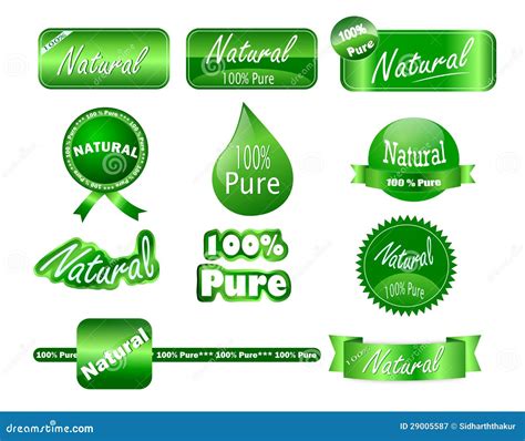 Glossy Pure Natural Stickers Stock Illustration Illustration Of