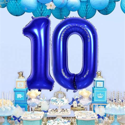 Blue Number 10 Balloon, 40 Inch (about 101.6cm) Large Size Foil Balloon ...