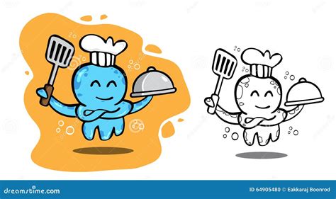 Cozinheiro Chefe Do Polvo Do Alimento De Mar Do Logotipo Ilustração do