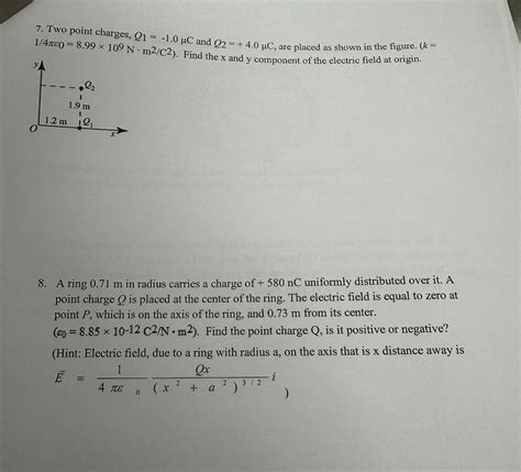 Solved Two Point Charges Q1 1 0μc ﻿and Q2 4 0μc ﻿are