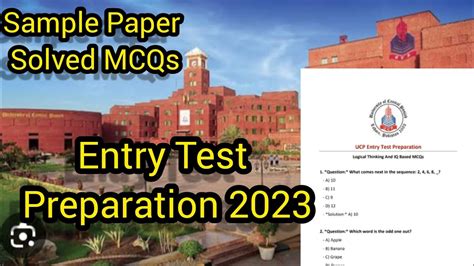 UCP Entry Test 2023 UCP Entry Test Preparation 2023 University Of