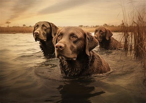 Premium Ai Image A Group Of Chesapeake Bay Retrievers Working