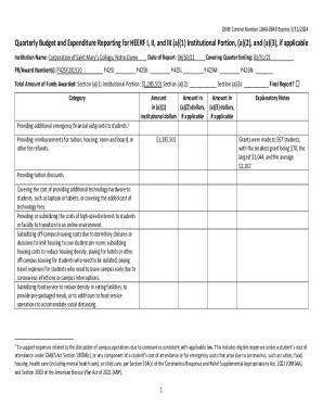 Fillable Online Quarterly Budget And Expenditure Report For HERE I II