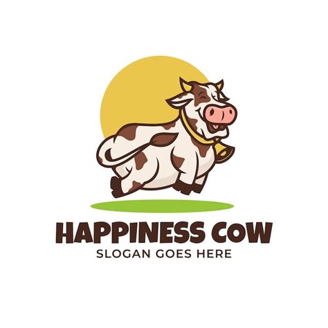 Premium Vector Happiness Logo Mascot Cow Farm Ranch Illustration Vector