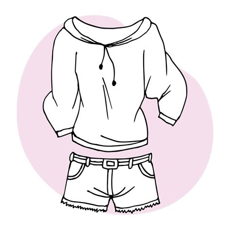 Dibujo De Contorno De Ropa De Mujer Blusa Y Pantalones Cortos Dibujo