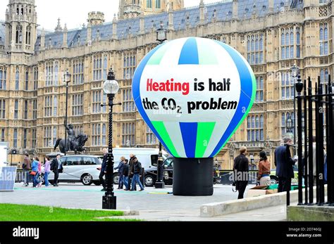 Campaigners From Friends Of The Earth Inflate A 21 Foot Solar Powered Hot Air Balloon Outside