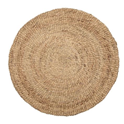 Tapis Rond Franges Fibre Jacinthe D Eau Naturel Taille Moyenne