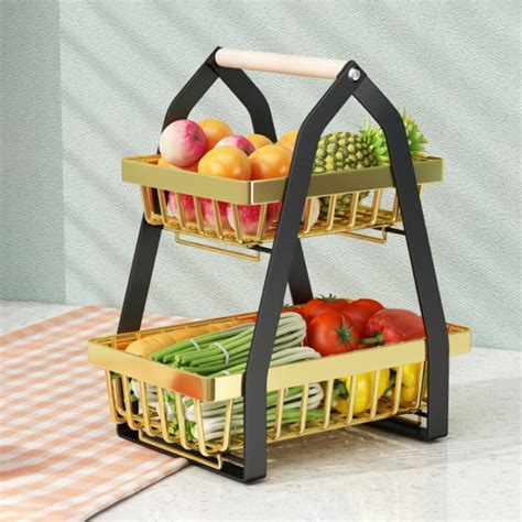 Kitchen Rack 2 Tier Onion Rack Fruit Basket Rak Bawang Bertingkat