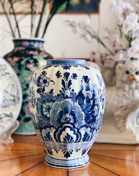 Delft Porcelain Blue And White Ginger Jar Vase Dutch Blue And Etsy