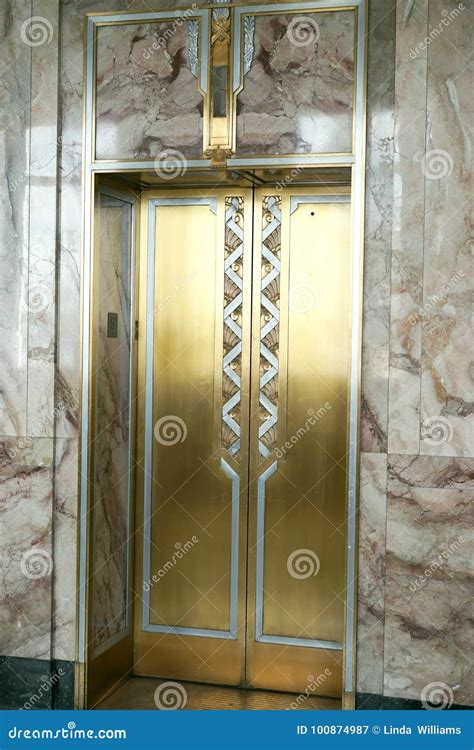 Art Deco Brass Elevators Stock Image Image Of Ornamentation 100874987