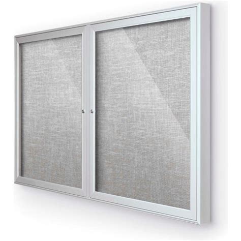 Balt® Indoor Enclosed Bulletin Board Cabinet 2 Door 60 W X 36 H Silver Trim Platinum