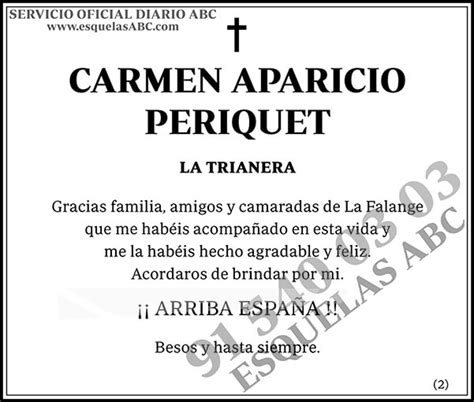 Esquela Publicada Abc Carmen Aparicio Periquet