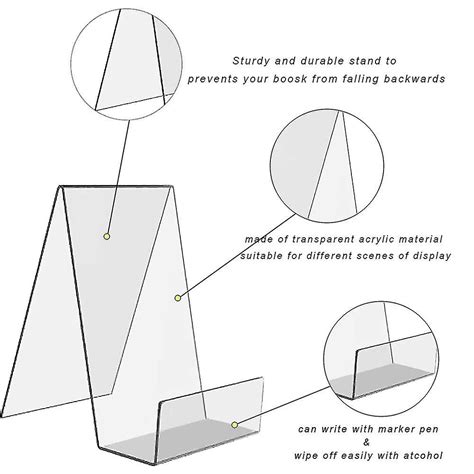 6 Packs Clear Acrylic Book Stand Transparent Book Display Stand Book