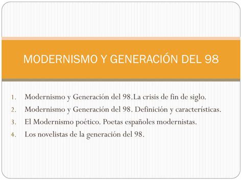 Ppt Modernismo Y GeneraciÓn Del 98 Powerpoint Presentation Free