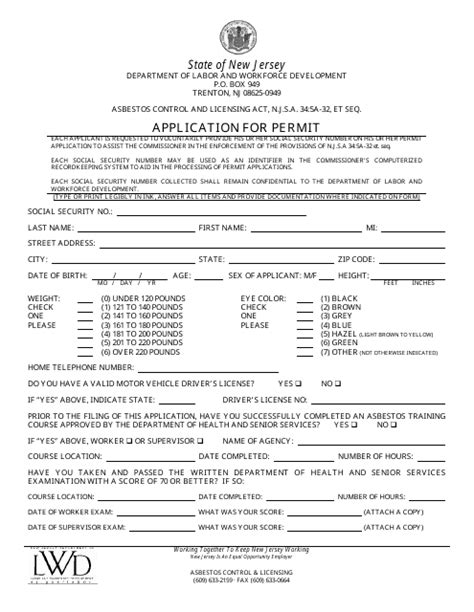 New Jersey Application For Permit Fill Out Sign Online And Download Pdf Templateroller