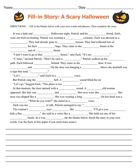 Halloween Fill In The Blank Stories 15 Free Pdf Printables Printablee