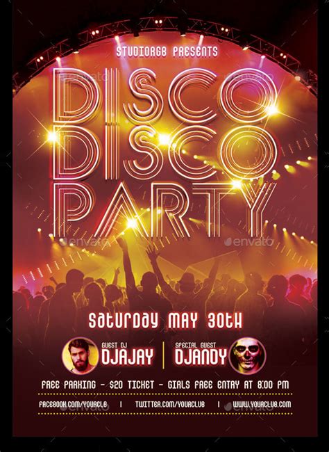 Disco Party Flyer Templates Free PSD Ai Word InDesign Formats