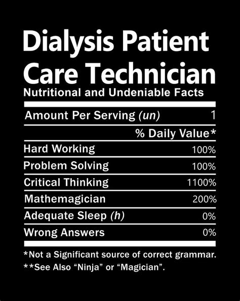 Dialysis Patient Care Technician T Shirt Nutrition Factors T Item