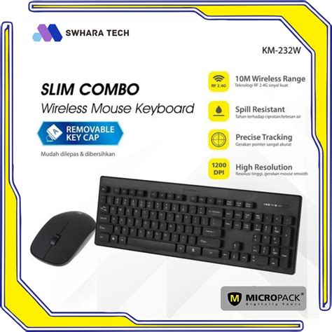 Jual Micropack Slim Combo Wireless Mouse Keyboard Ergonomic Km 232w Shopee Indonesia