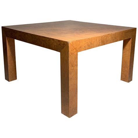 Parsons Style Square Burl Wood Coffee Table By Milo Baughman At 1stdibs Square Burlwood Coffee