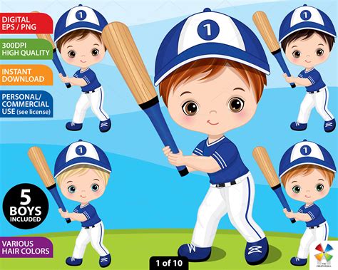 Béisbol Clipart Vector Baseball Boy Clipart Royal Blue Etsy España