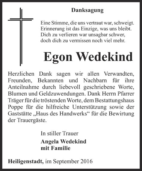 Traueranzeigen Von Egon Wedekind Trauer In Thueringen De