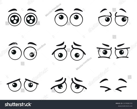 Cartoon Doodle Eye Different Emotions Isolated Stock Vector (Royalty ...