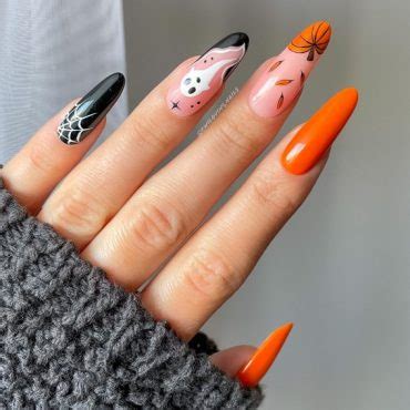 Wickedly Halloween Nail Art Ideas Pumpkin Spiderweb Ghost