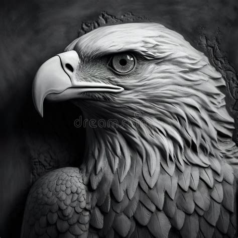 Close Up Eagle Sculpted In Low Relief In Shades Of Gray Stock Image