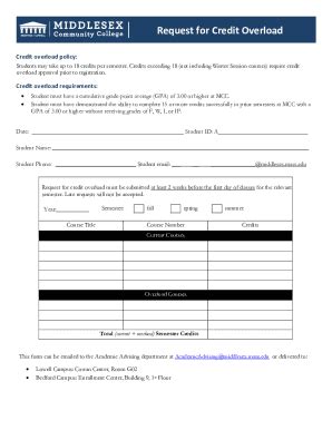 Fillable Online Request For Credit Overload Form Fax Email Print