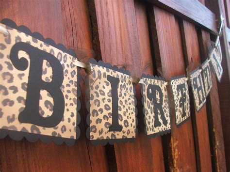 Leopard Print Happy Birthday Banner Black Leopard Print Etsy