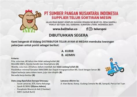 Lowongan Kerja Medan April Pt Sumber Pangan Nusantara Indonesia