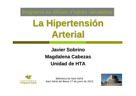 Pdf La Hipertensi N Arterial Hospitalesperitsant Cat La