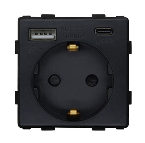 Механизм розетки (без рамки) с Usb/Type-C АC, цвет черный - купить по ...