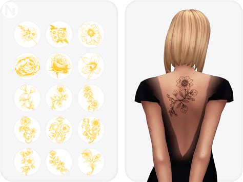 Random Flowers A Sims 4 CC Tattoos Set