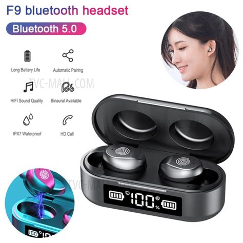 F9 Tws Bluetooth 50 Earphones Noise Reduction Wireless Earbuds With Led Digital Display