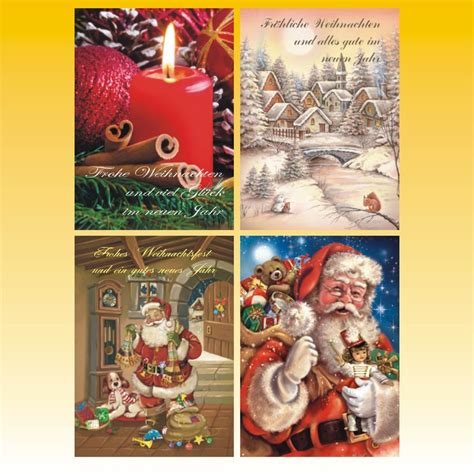 Weihnachts Postkarten 4 fach sortiert 14 8 x 10 5cm 4 Stück Set