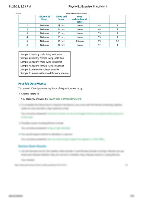 SOLUTION Physio Ex Exercise 11 Activity With Answers Studypool