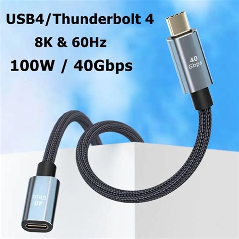 Usb 4 Extension Cable Thunderbolt 4 3 Type C 40gbps Usb C Male To Female Monitor