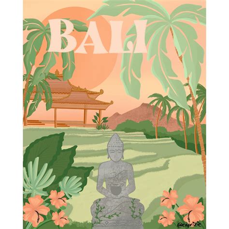 Bali Indonesia Travel Poster Digital Download Etsy