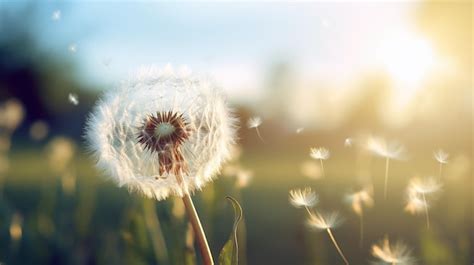 Premium AI Image | Closeup of a dandelion in the wind