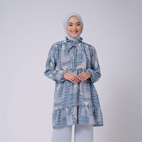 Jual Anniversary Sale ZM Zaskia Mecca Aretha Blue Tunik Romansa