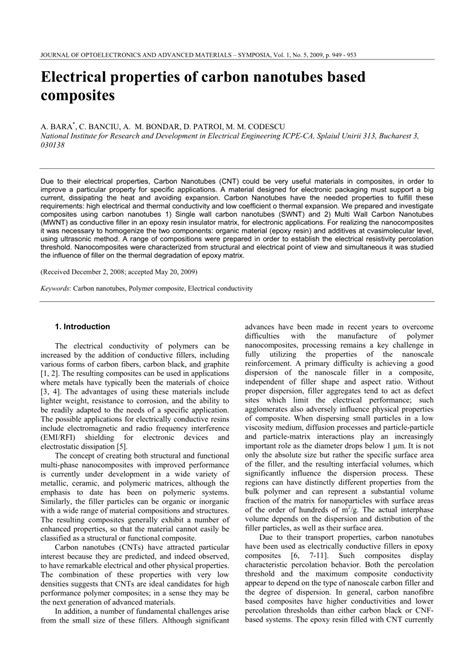 (PDF) Electrical properties of carbon nanotubes based composites