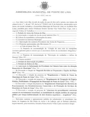 Fillable Online Assembleia Municipal De Ponte De Lima Fax Email Print