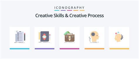 Creative Skills And Creative Process Flat 5 Icon Pack Including