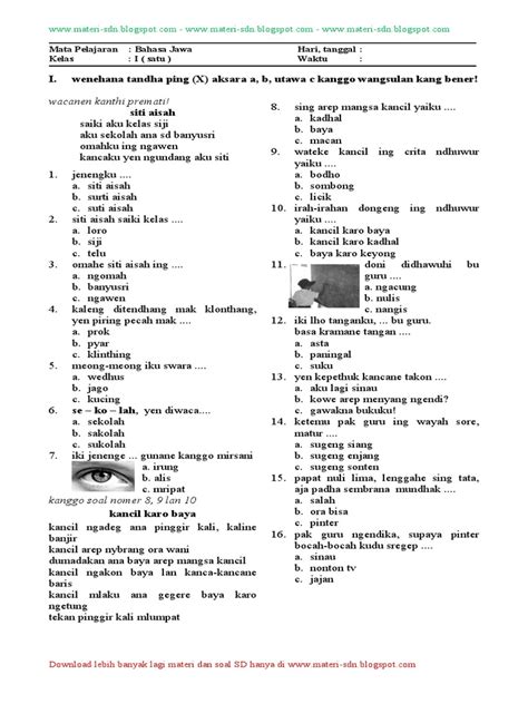 Soal Basa Jawa Kelas 2 Semester 2 Homecare24