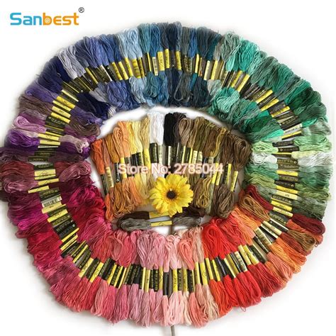 Sanbest 150 Pieces Multi Color Cross Stitch Embroidery Thread Bright