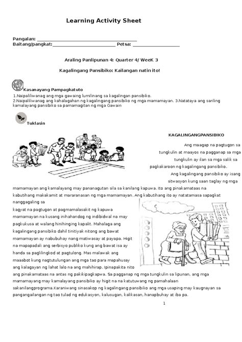 Q Las Ap Week Elementary Notes Learning Activity Sheet Pangalan