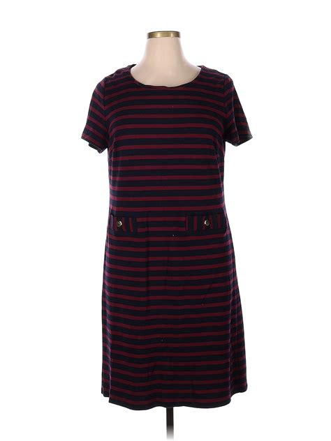 Talbots 100 Cotton Stripes Burgundy Casual Dress Size Xl 74 Off