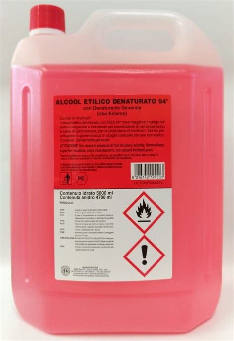 ALCOOL ETILICO DENATURATO 94 LT 5 EBay